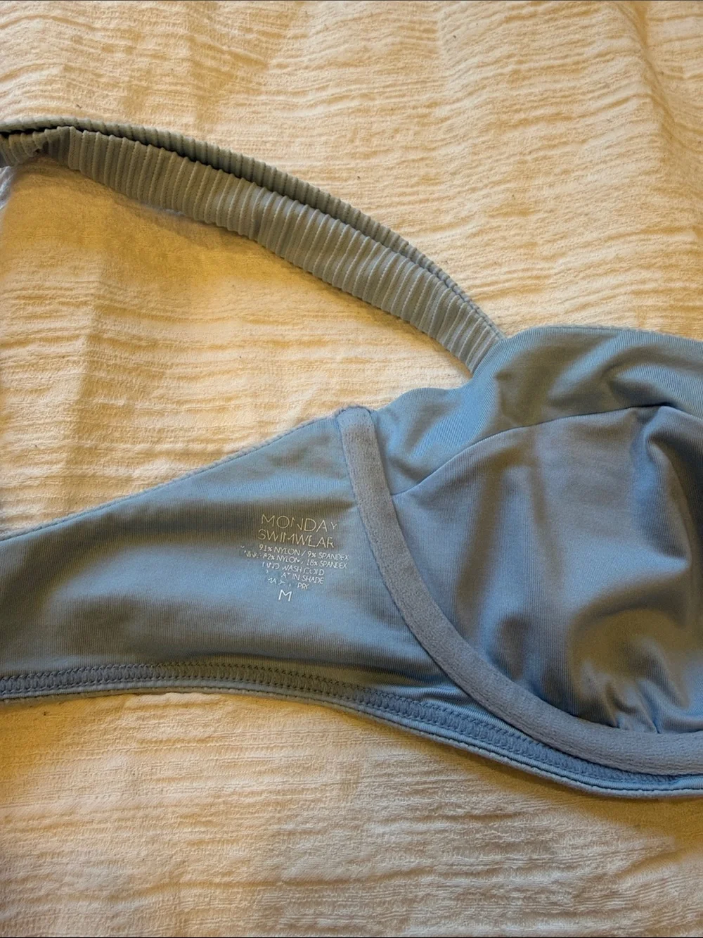 Blue Ribbed Underwire Bikini Set - Women's Swim